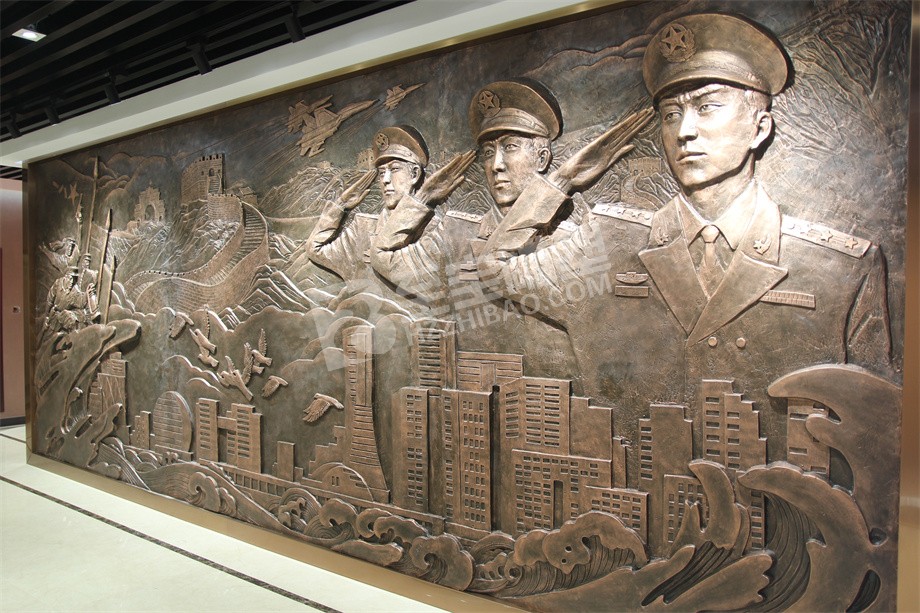 杭州上城区退役军人服务中心玻璃钢仿铜浮雕原创设计及安装项目