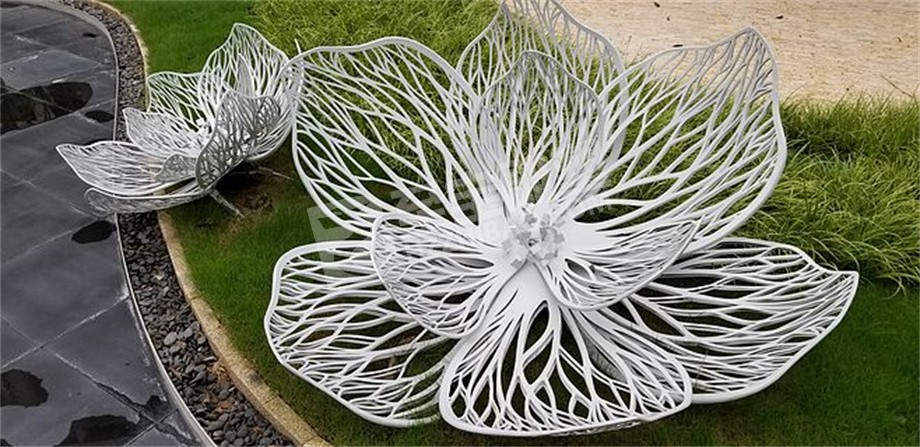 城市园林景观小品镂空莲花不锈钢雕塑定制