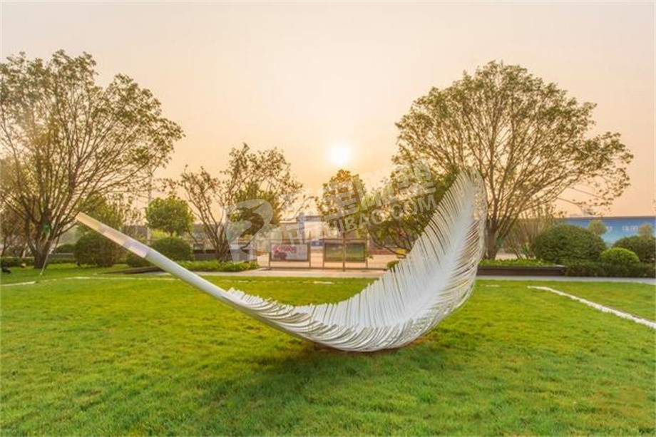 城市园林景观镂空羽毛不锈钢雕塑定制