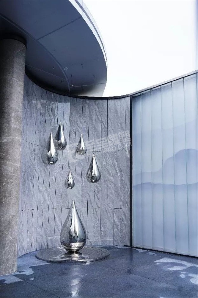 艺术馆入户创意镜面水滴不锈钢雕塑定制