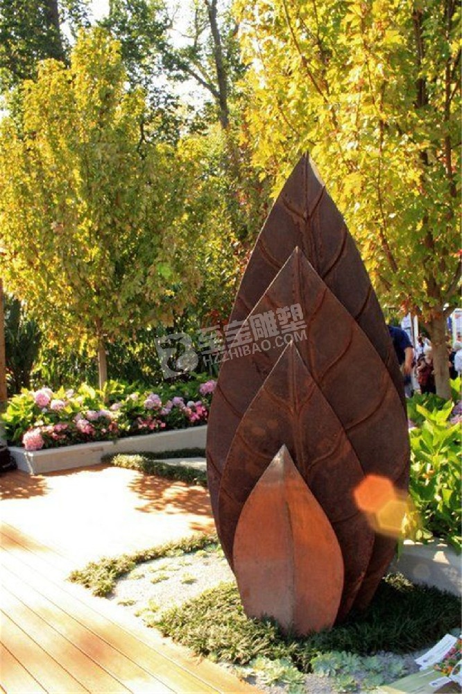 公园园林景观小品树叶不锈钢雕塑定制