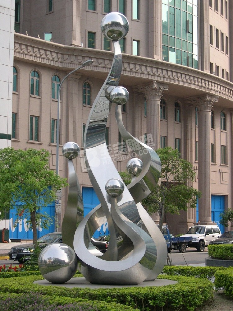 城市镜面抽象树不锈钢雕塑定制