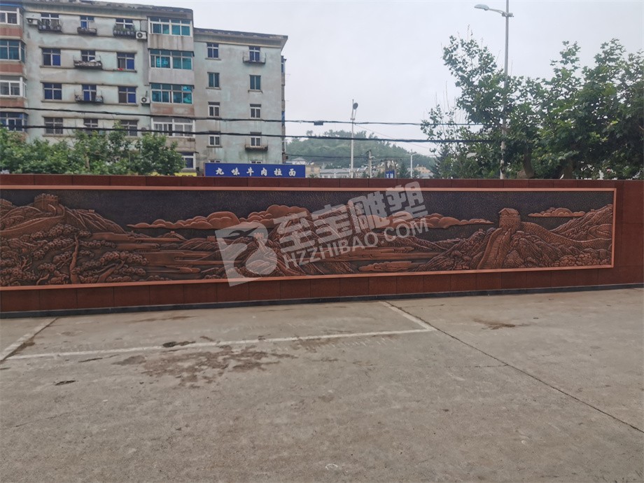 城市道路墙壁围栏壁画山水图锻铜浮雕定制