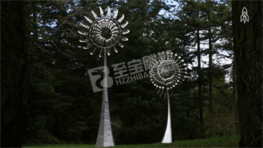 森林公园镜面蒲公英不锈钢雕塑定制