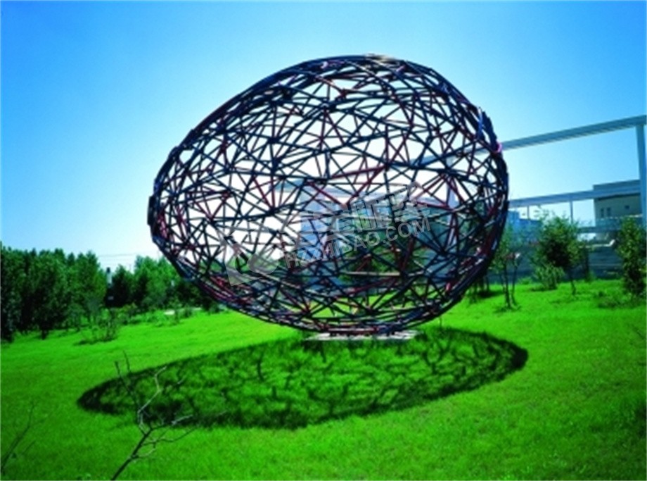 园区园林景观小品镂空抽象蛋不锈钢雕塑定制