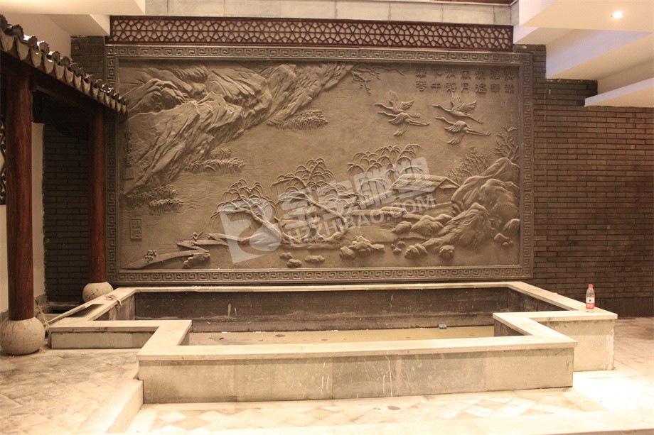 酒店大厅背景墙壁画砂岩浮雕雕塑定制