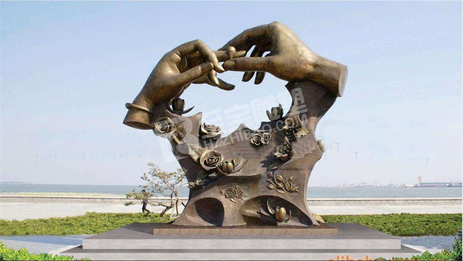 海边创意手指铸铜雕塑定制