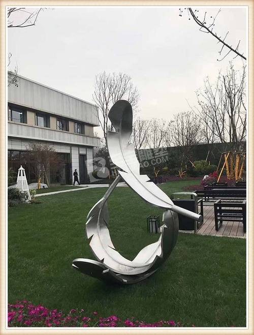 酒店公园园林镜面羽毛不锈钢雕塑